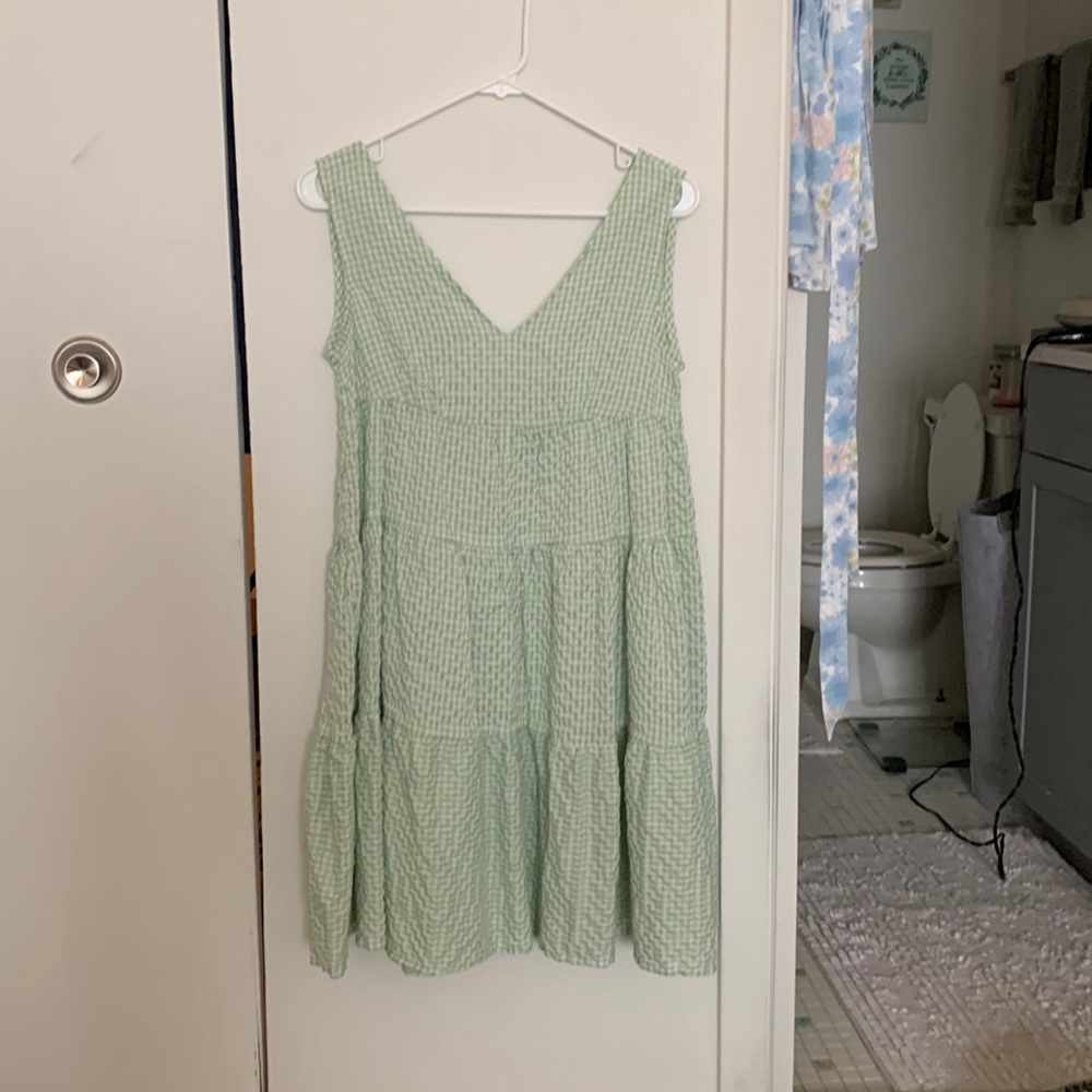 Green and white sundress